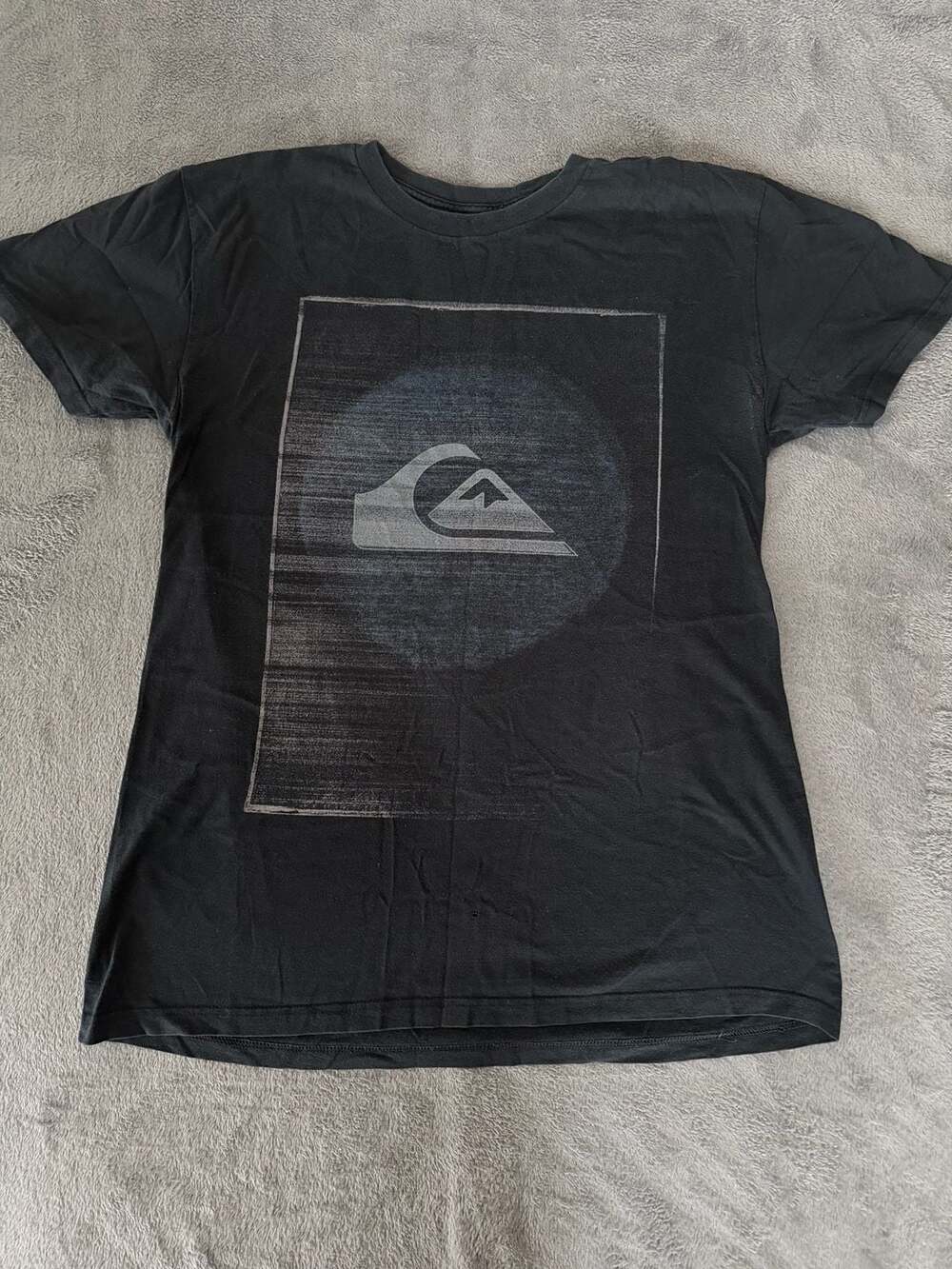 Quiksilver Men's Black Distressed Box Logo Graphic T-Shirt Size Large